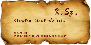 Klopfer Szofrónia névjegykártya